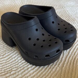 Black Platform Siren Clog Heels - Women